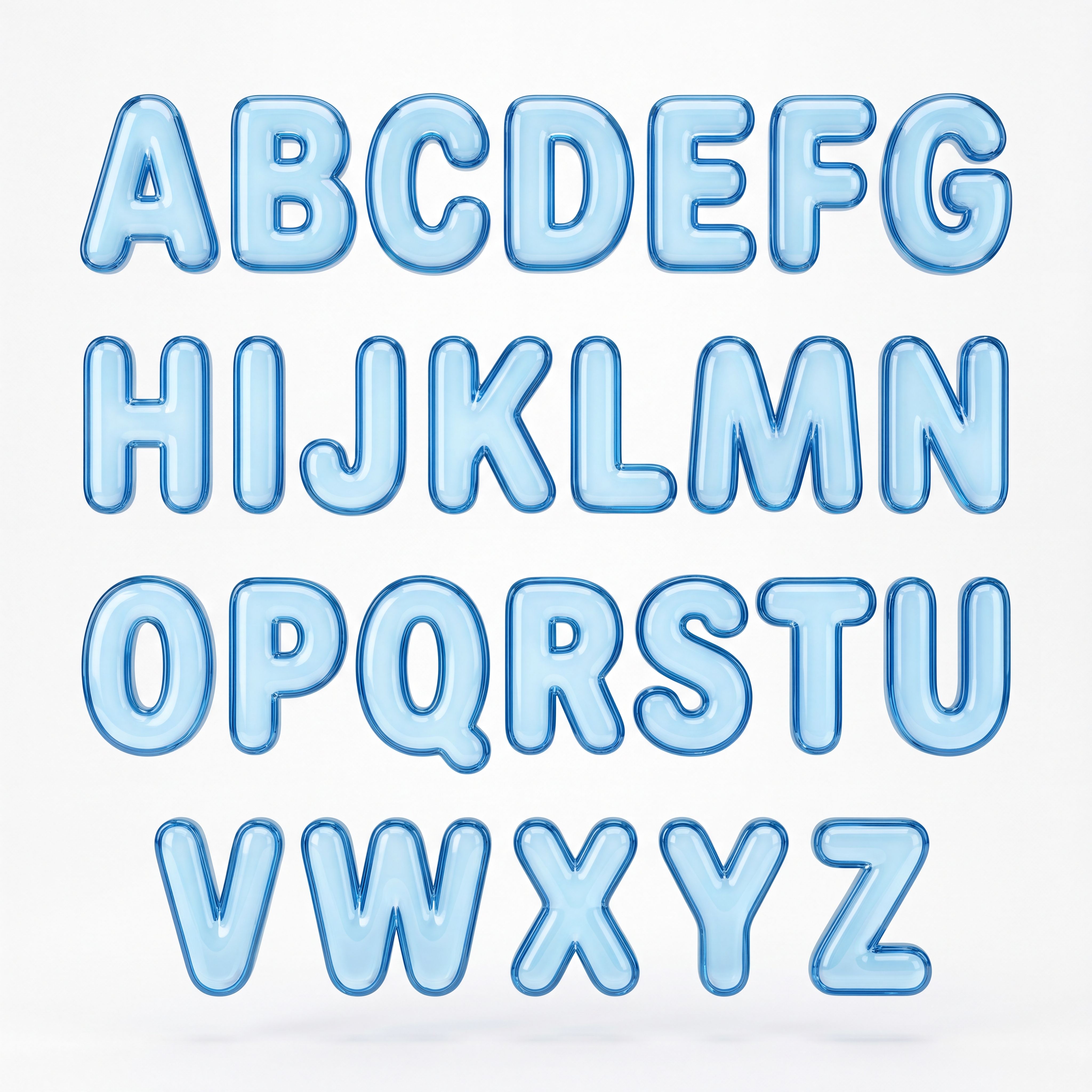 Schriftart Transparentes Blau-Glas