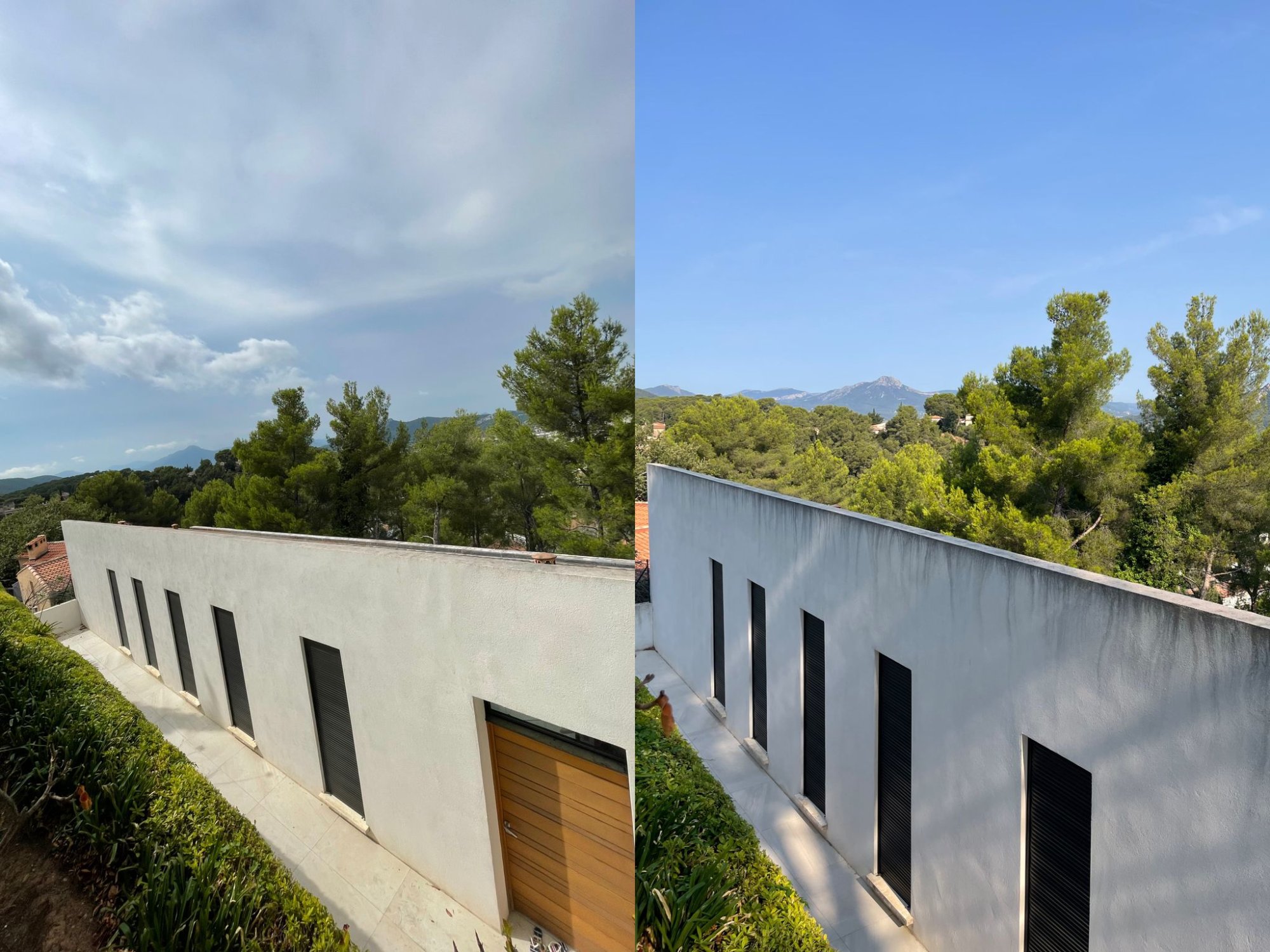Nettoyage façade enduit blanc avant après – Marseille 13009