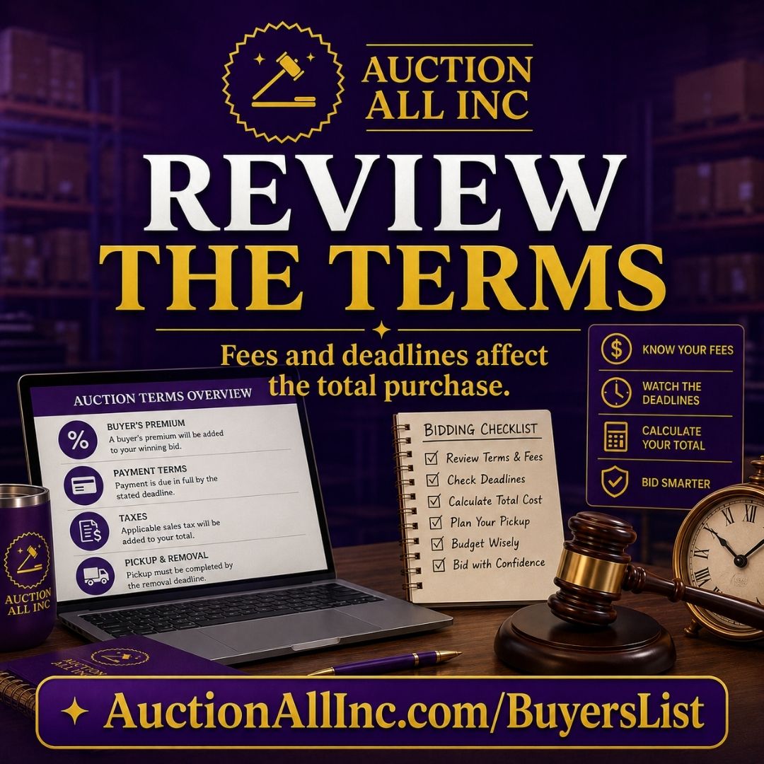 Review the Auction Terms Before You Bid 03 Review the Auction Terms Before You Bid 03