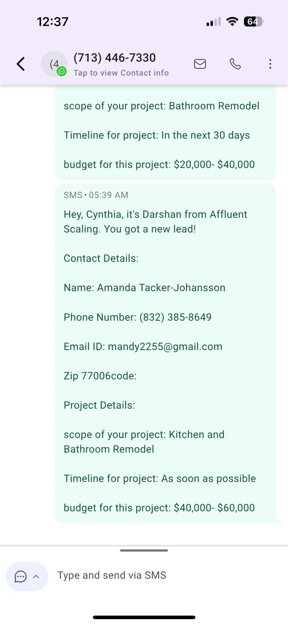 Remodeling lead details