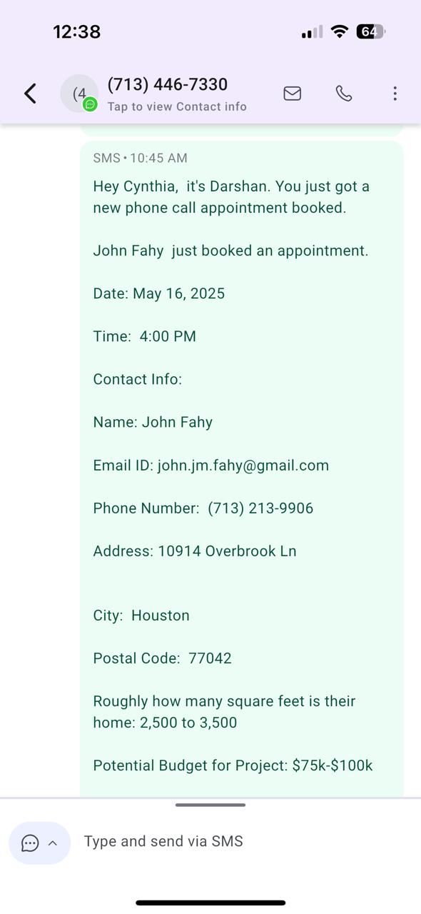 High value phone appointment booked