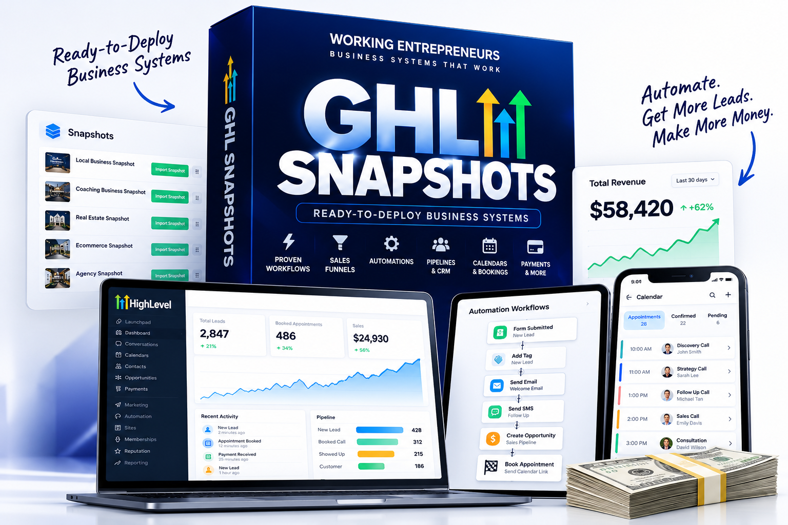 Working Entrepreneurs GHL Snapshots product bundle