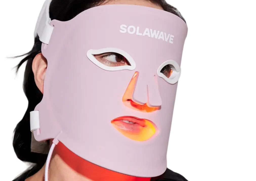 Solawave mask on face