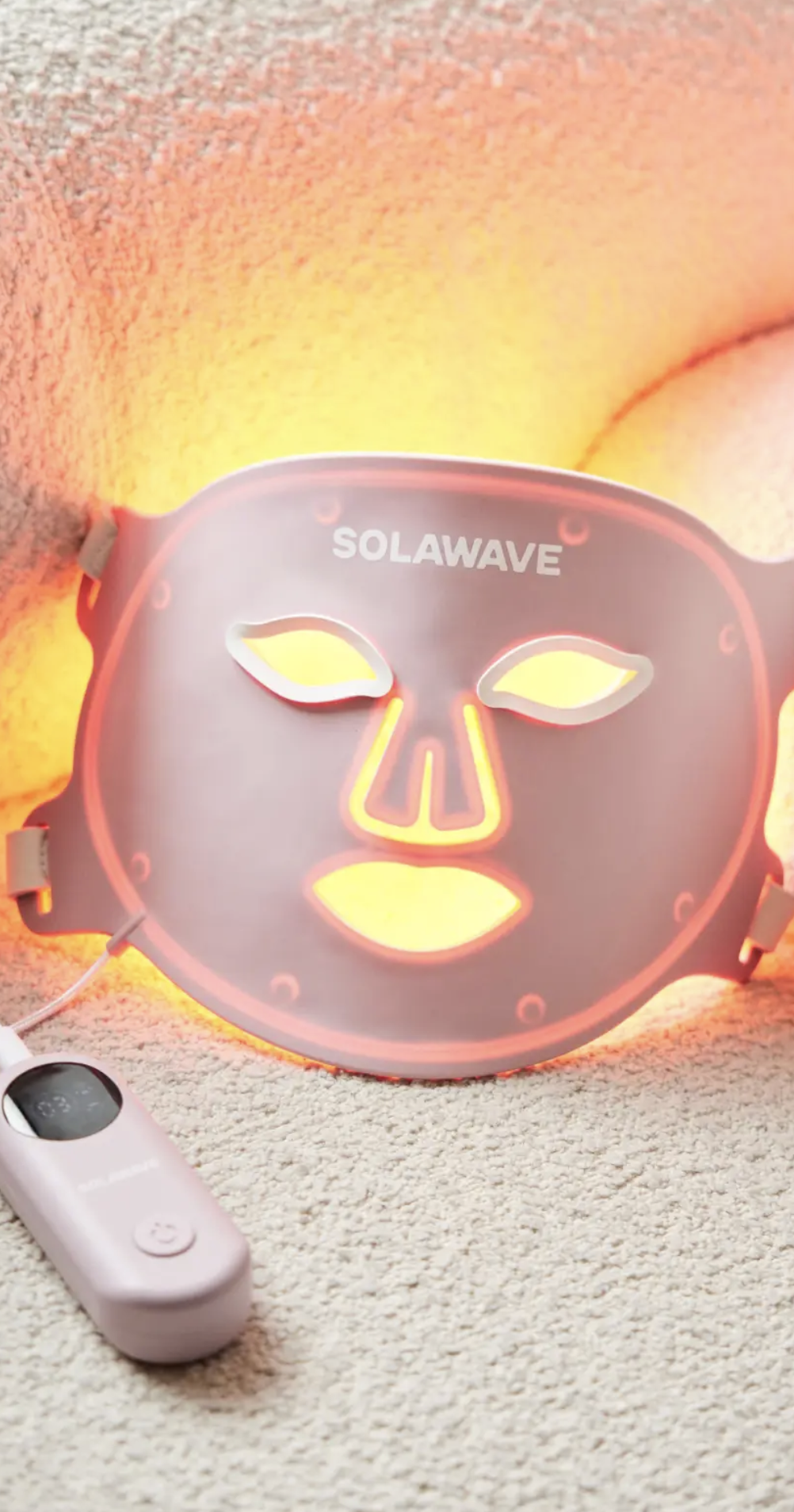 Solawave mask glowing with remote