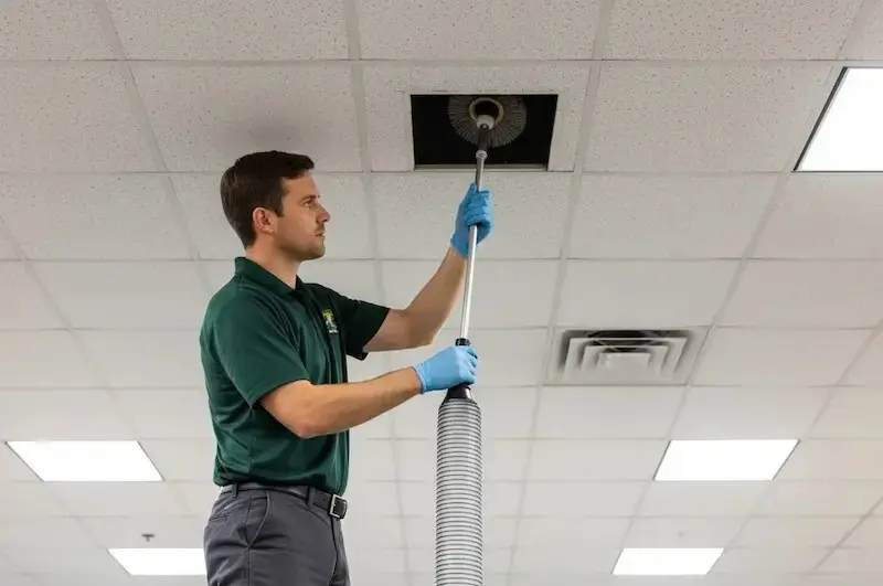 Southeast Commercial Technician performing office hvac duct cleaning