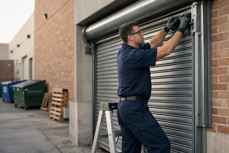 Roll-up rolling steel commercial door repair