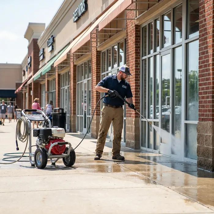 Commercial pressure washing service for warehouse and loading dock areas in Atlanta