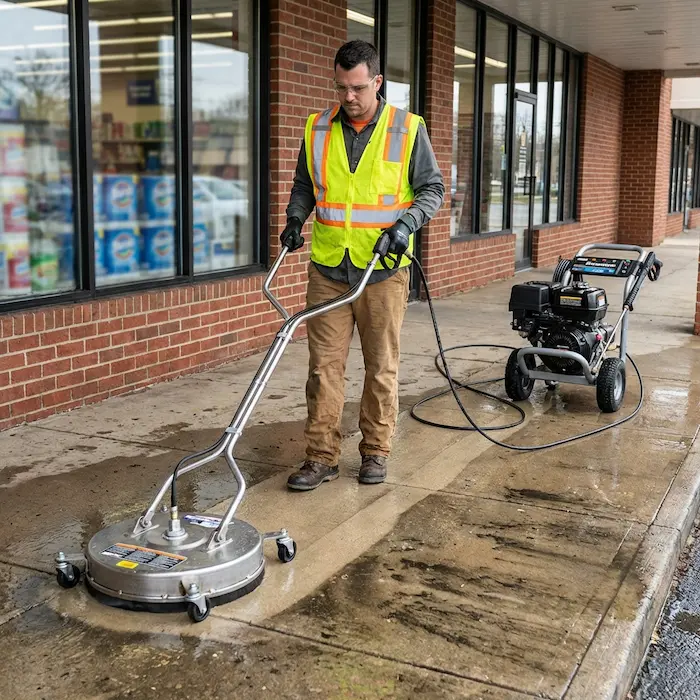 Commercial concrete and sidewalk pressure washing