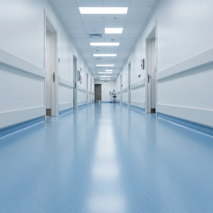 Healthcare facility hygienic seamless floor Atlanta