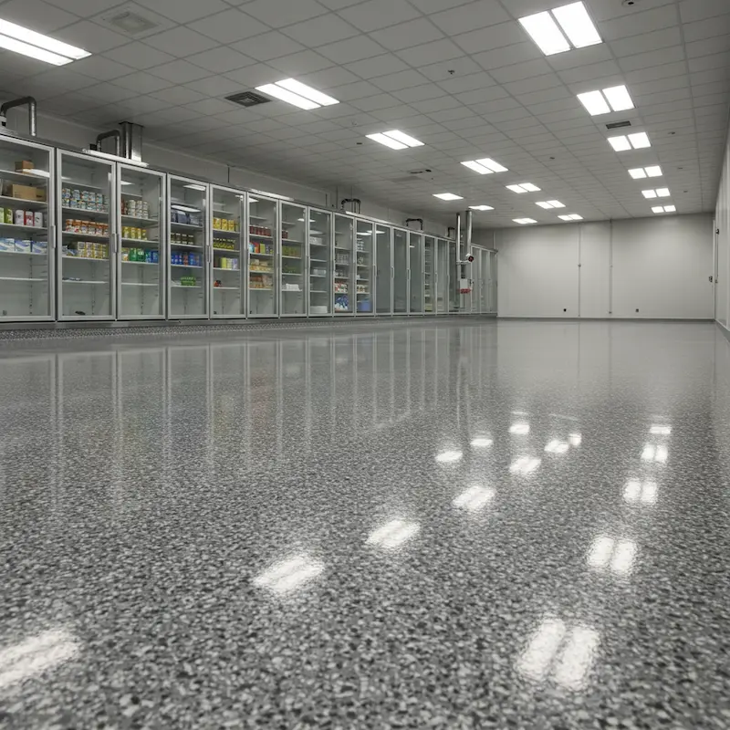 Commercial epoxy floor installation in active Atlanta facility