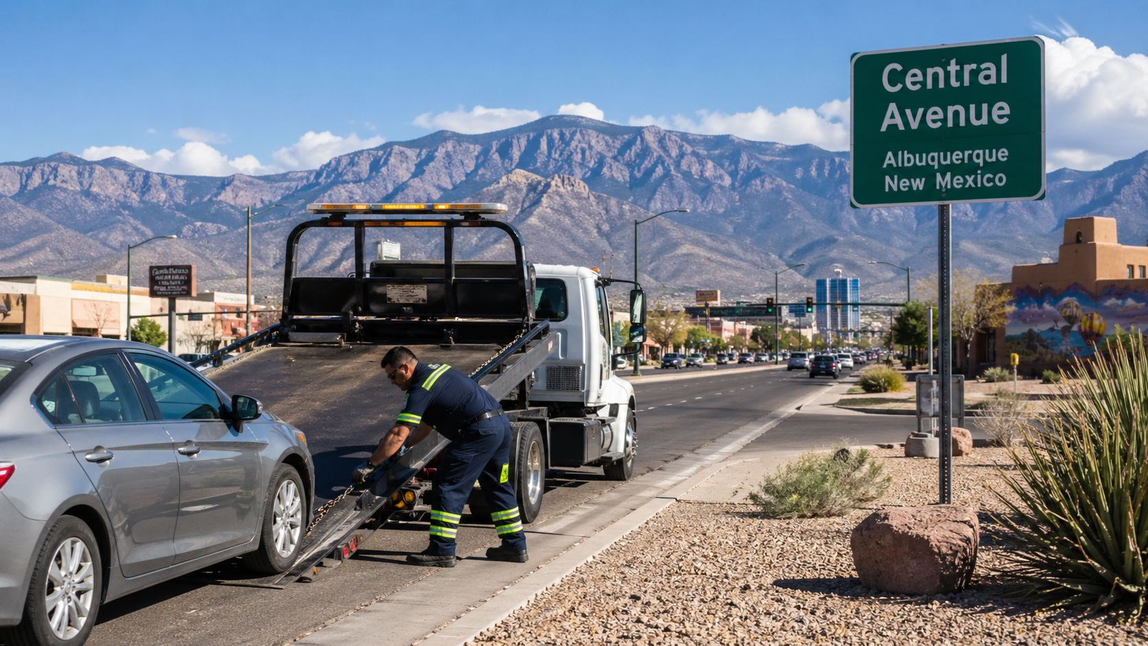 Tow Truck on Central Albuquerque NM