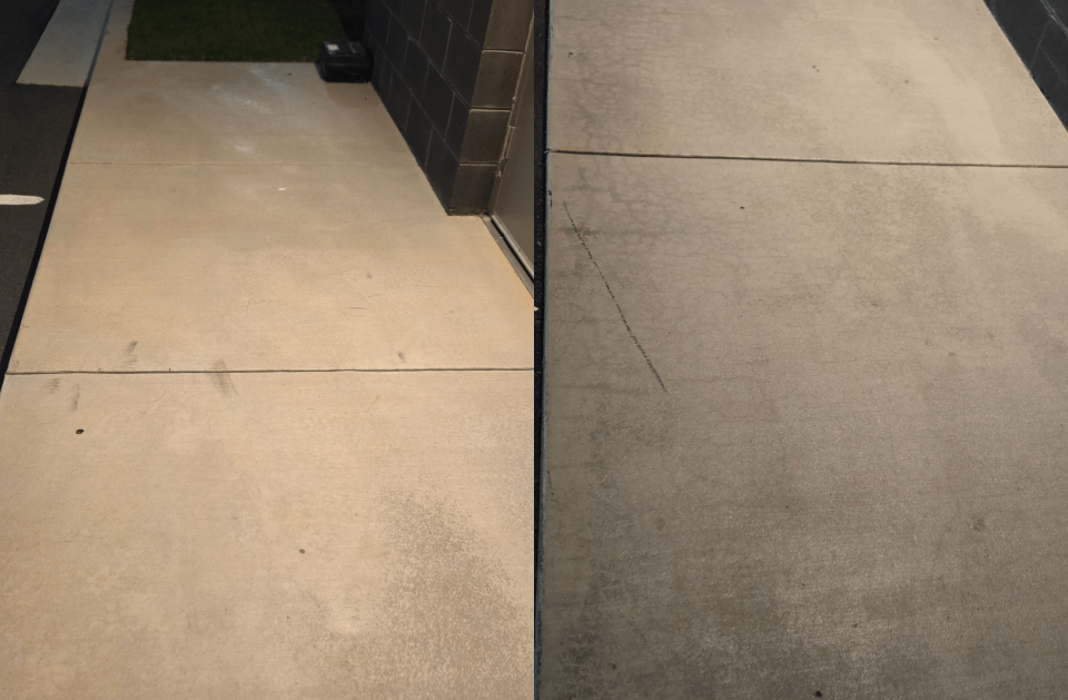 Freshly cleaned driveway with oil stains removed in Nassau County