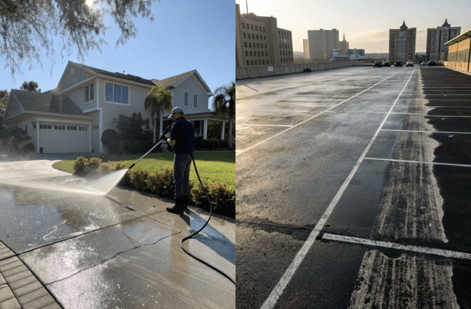 Pressure-washed concrete patio and walkway in Jacksonville, FL