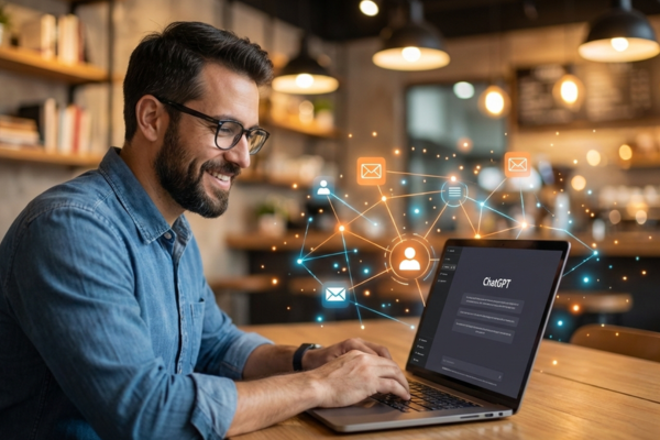 Profesional del sector legal usando ChatGPT para mejorar su productividad y presencia digital. Profesional del sector legal usando ChatGPT para mejorar su productividad y presencia digital.