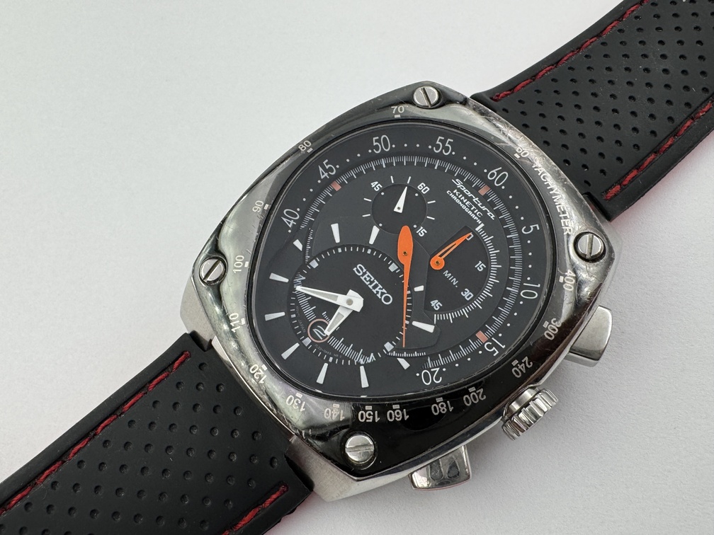 Vintage SEIKO 7L22-0AD0 Sportura Kinetic Chronograph NEW CAPACITOR