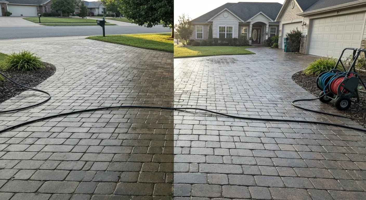Paver driveway cleaning