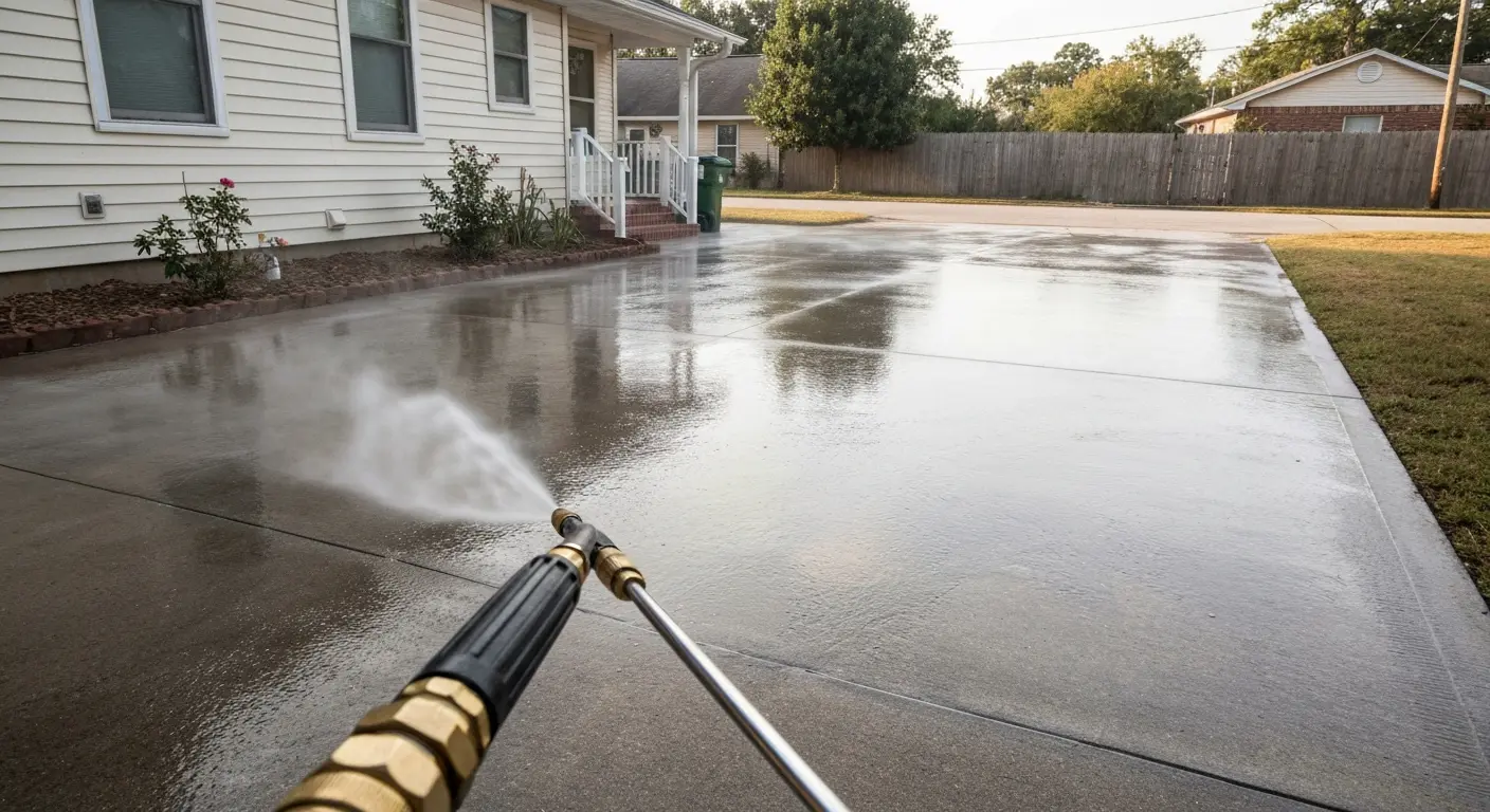 Driveway pressure washing