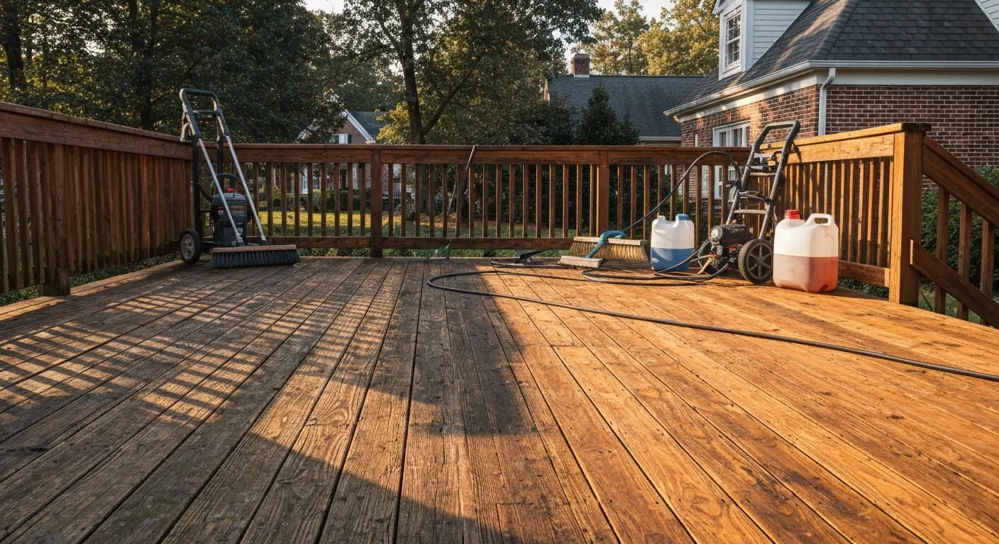 Wood deck cleaning service
