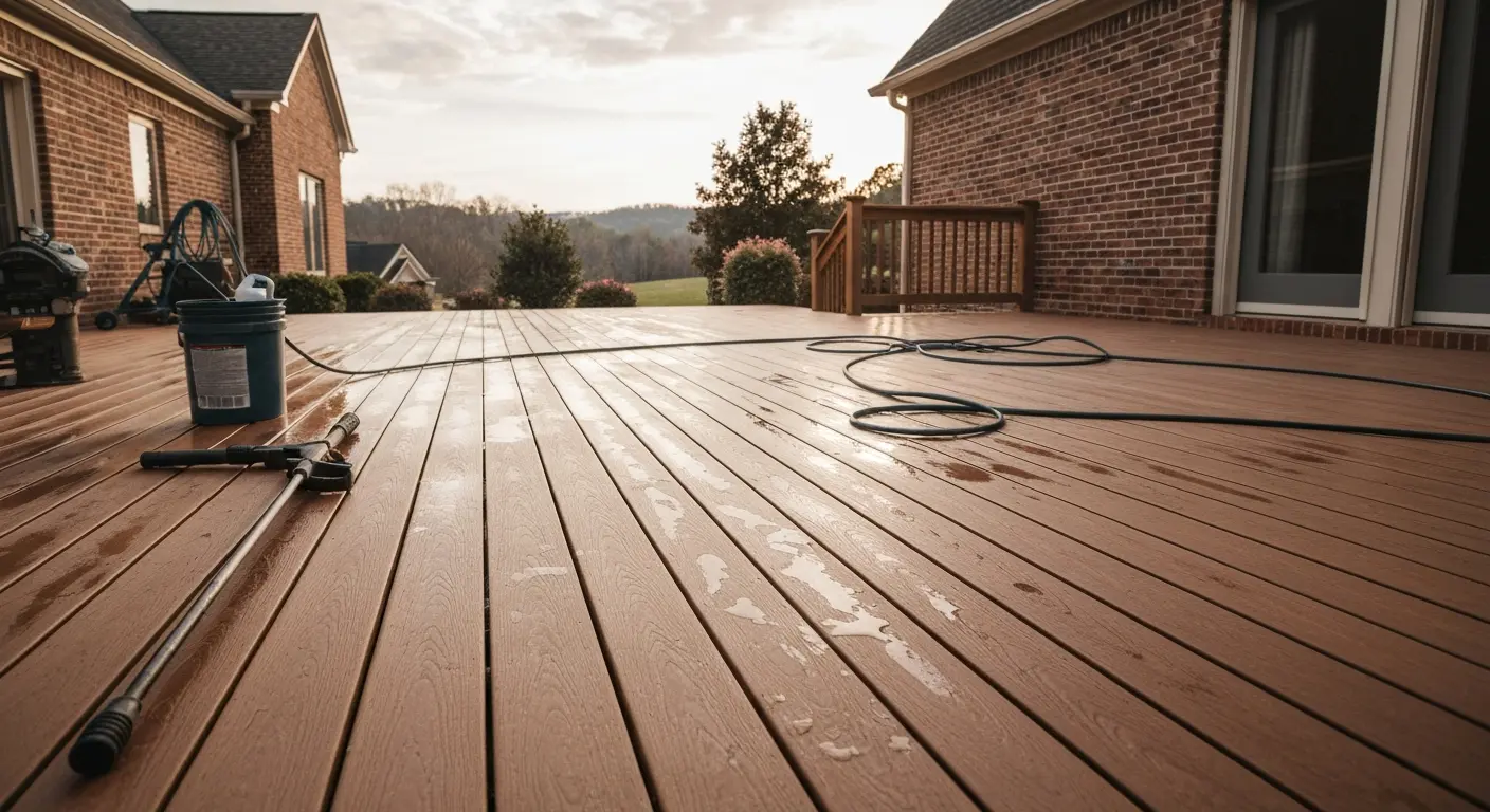 Composite deck cleaning