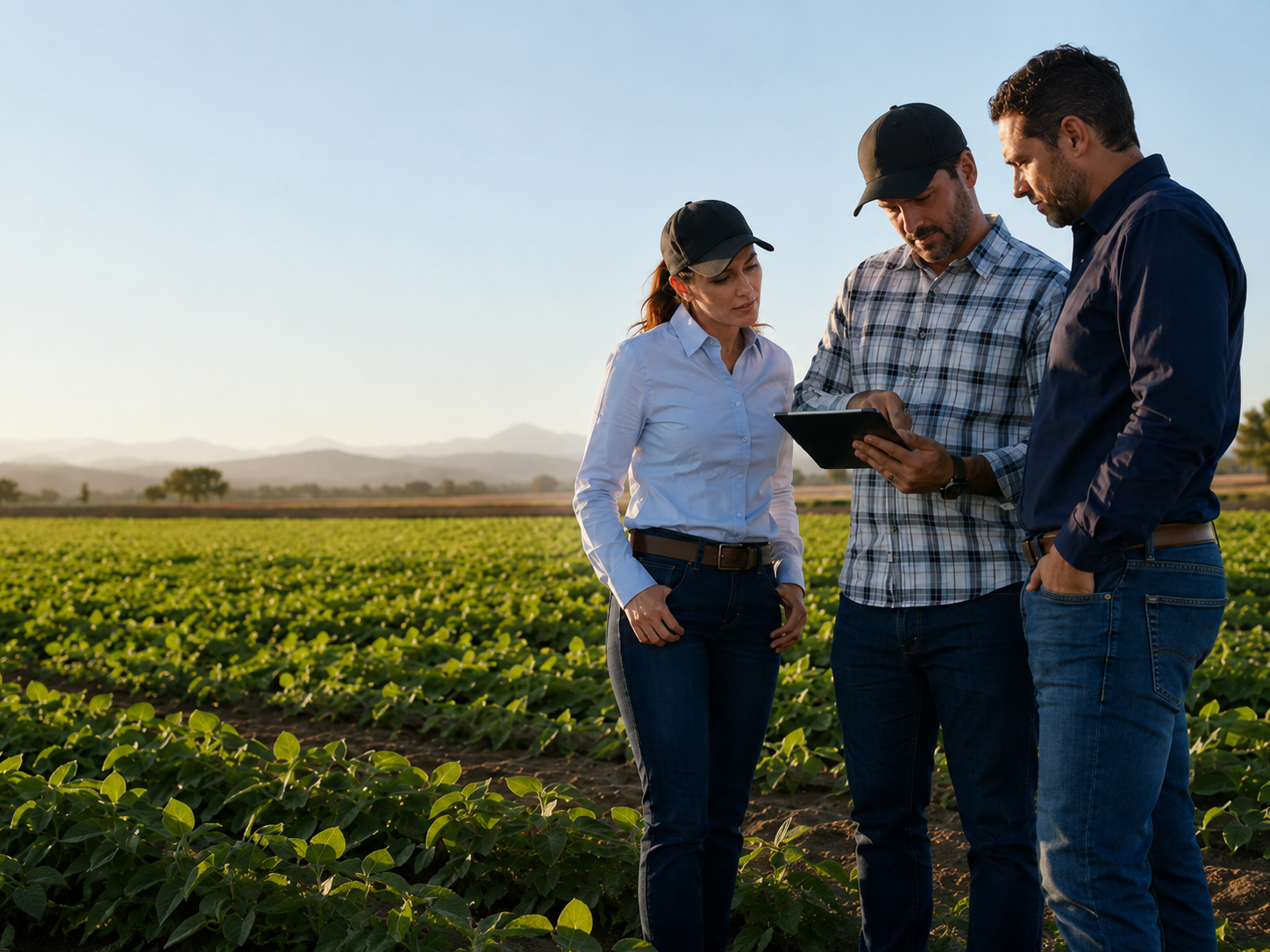 Equipo especializado revisando una estrategia en campo