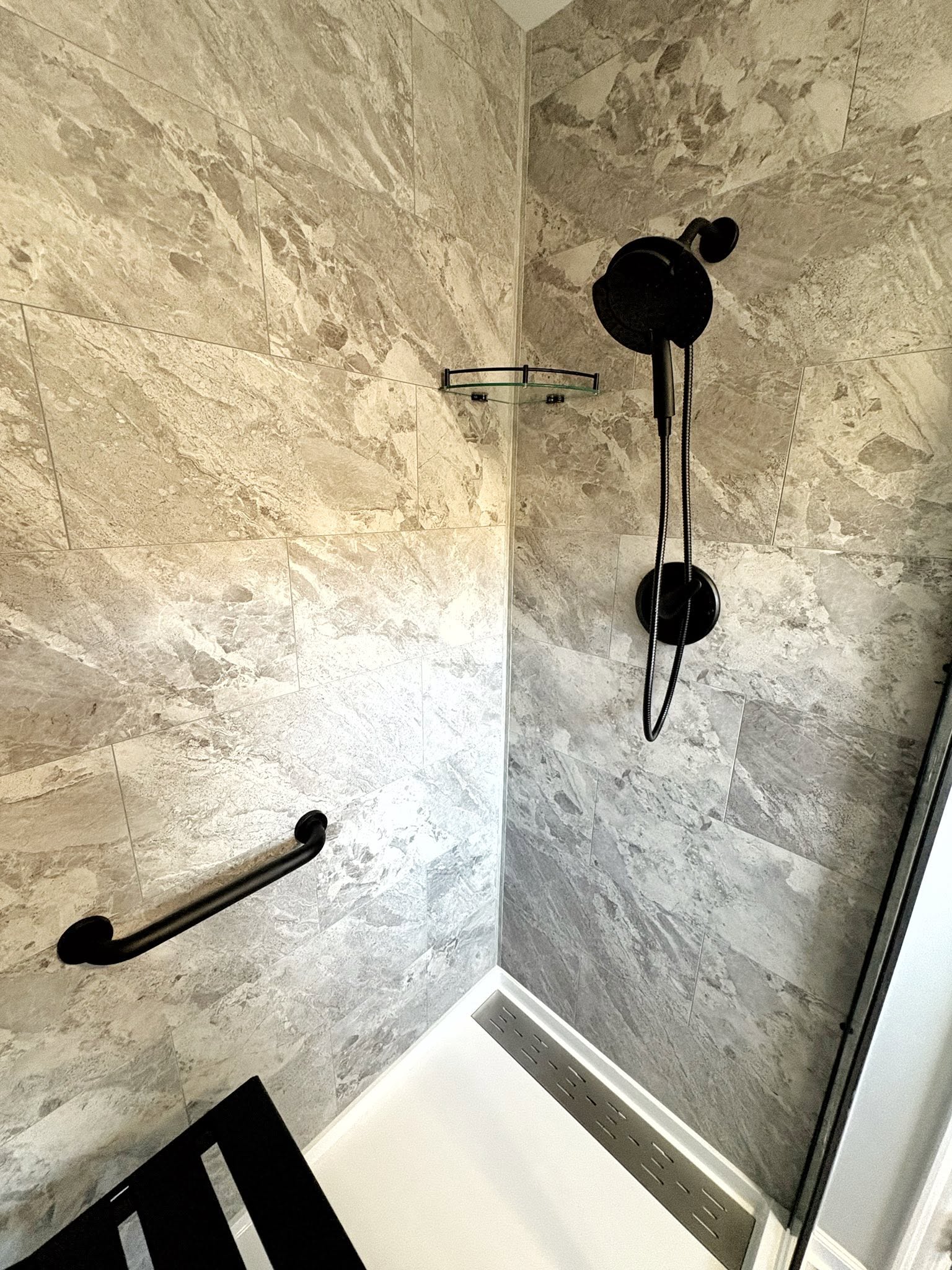 Custom tiled glass shower