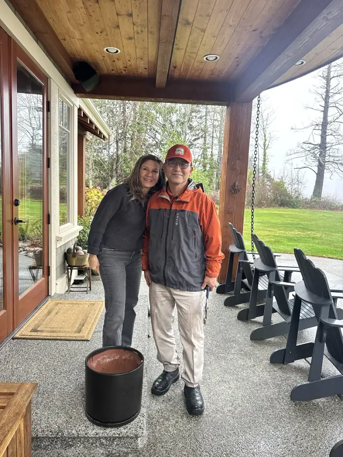 Park's Rooter & Drains technician with a happy customer