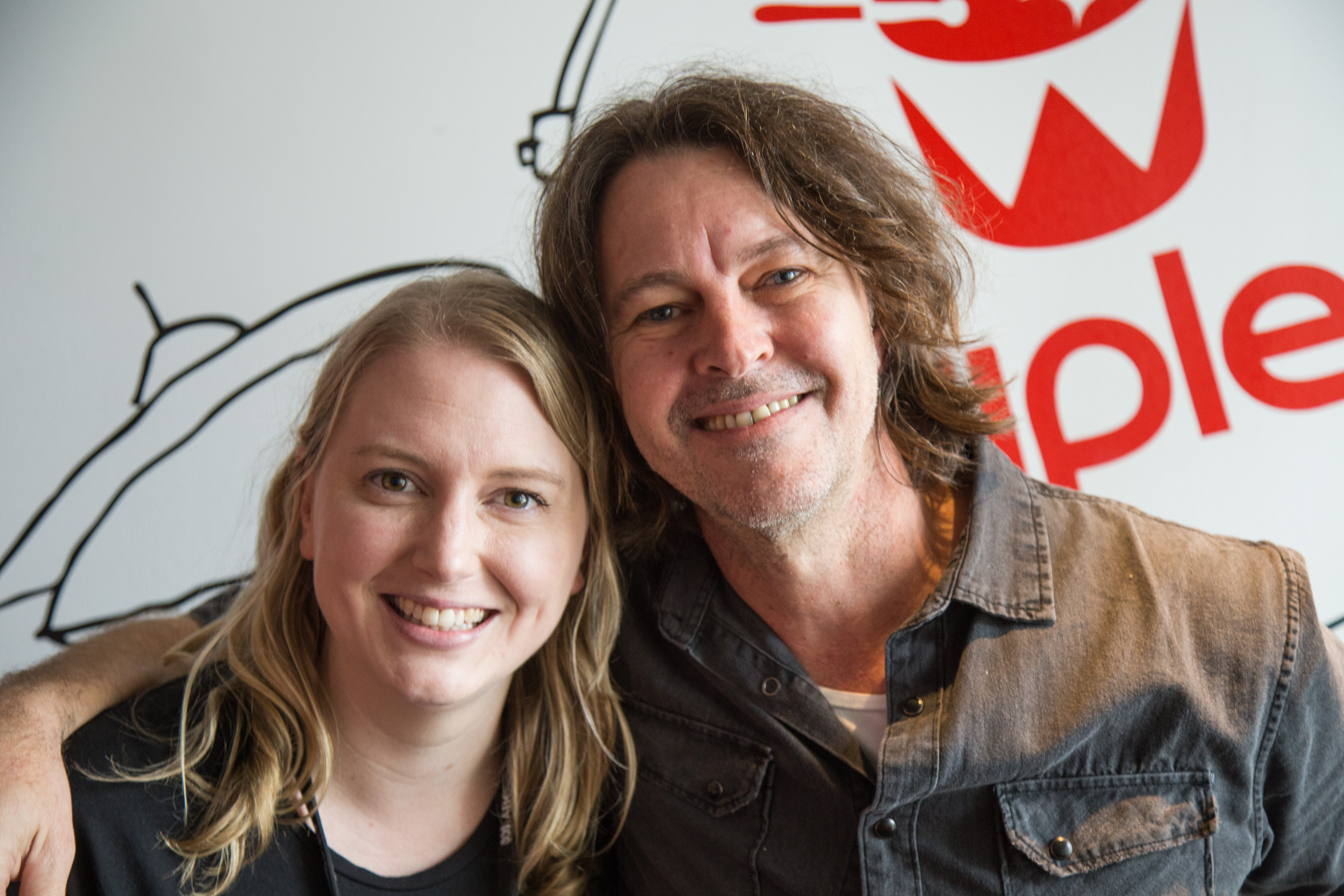 Gab Burke with Bernard Fanning at triple j