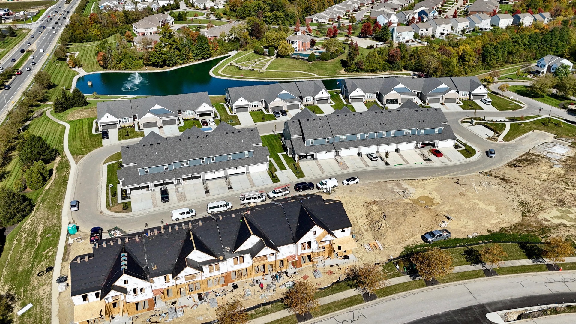 Roofing work viewed from above