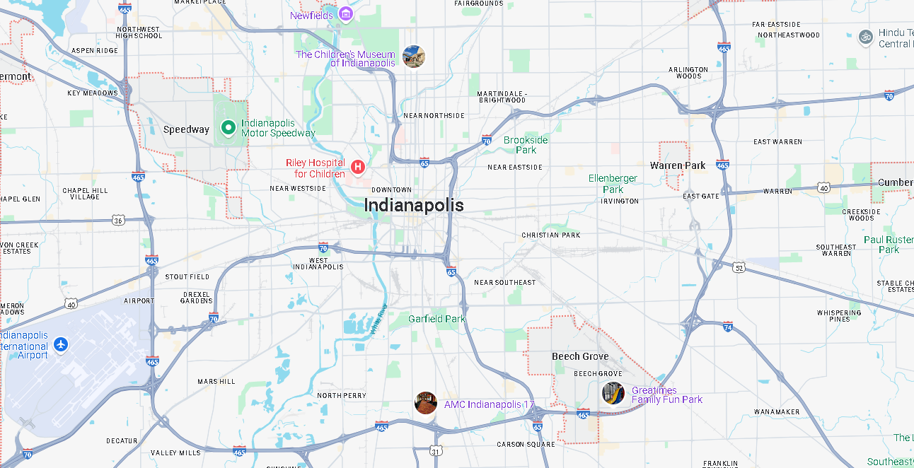 Map centered on Indianapolis