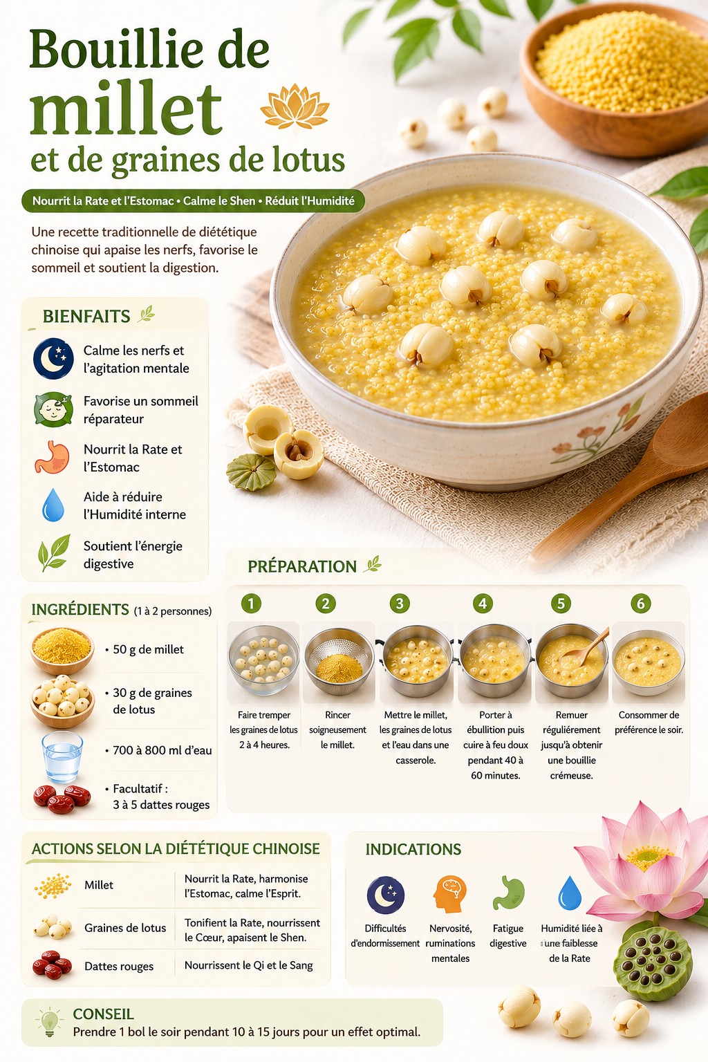 Bouillie de millet et graines de lotus Bouillie de millet et graines de lotus