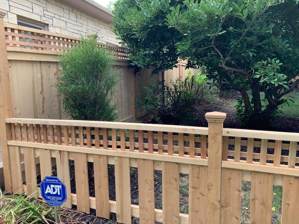 Cedar privacy fence with steel posts — example of Rio Fence Co. quality work in Lincoln NE