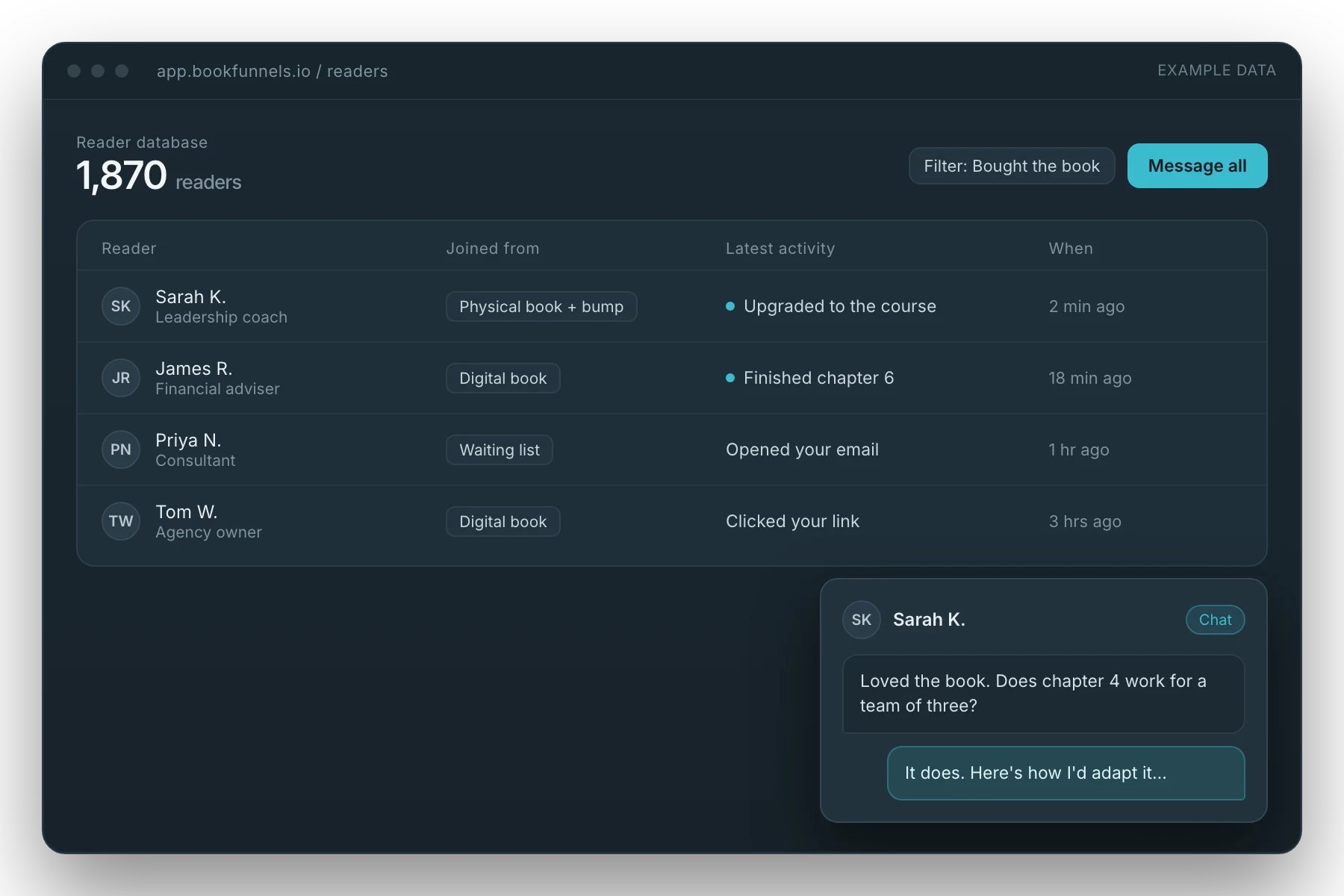 Social posts dashboard showing 21 posts and 0 enquiries