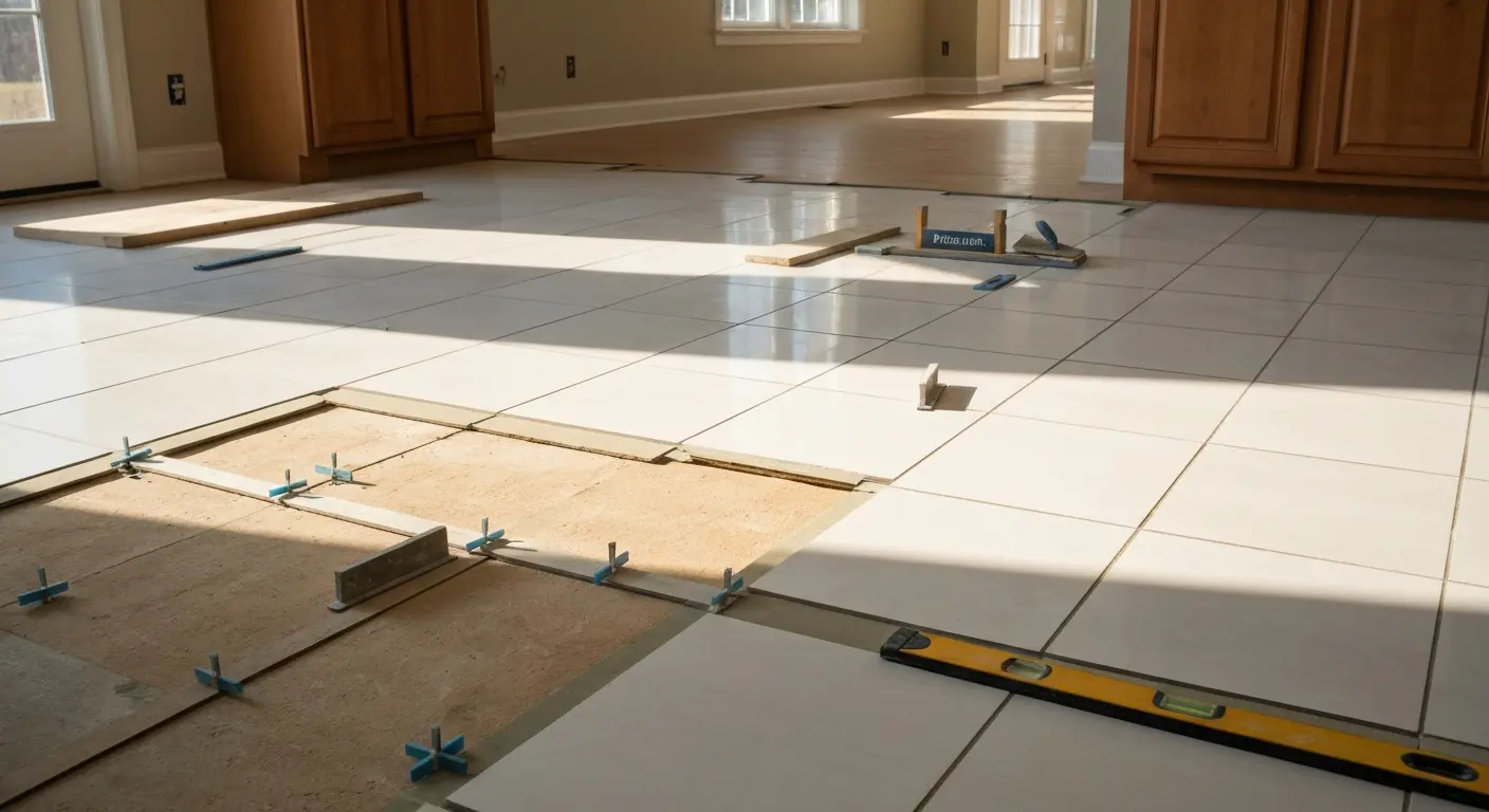 Kitchen tile flooring installation