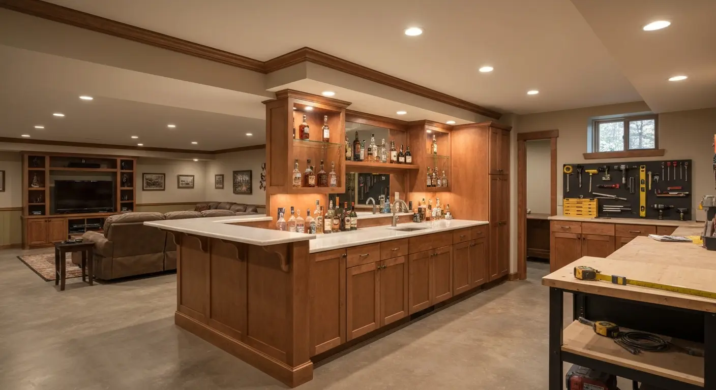 Game room with bar area