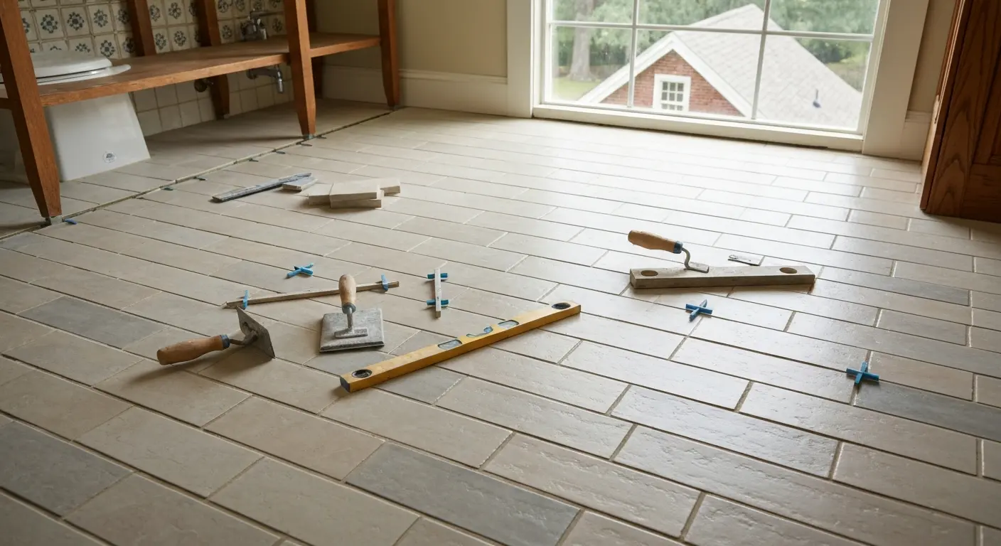 Bathroom floor installation