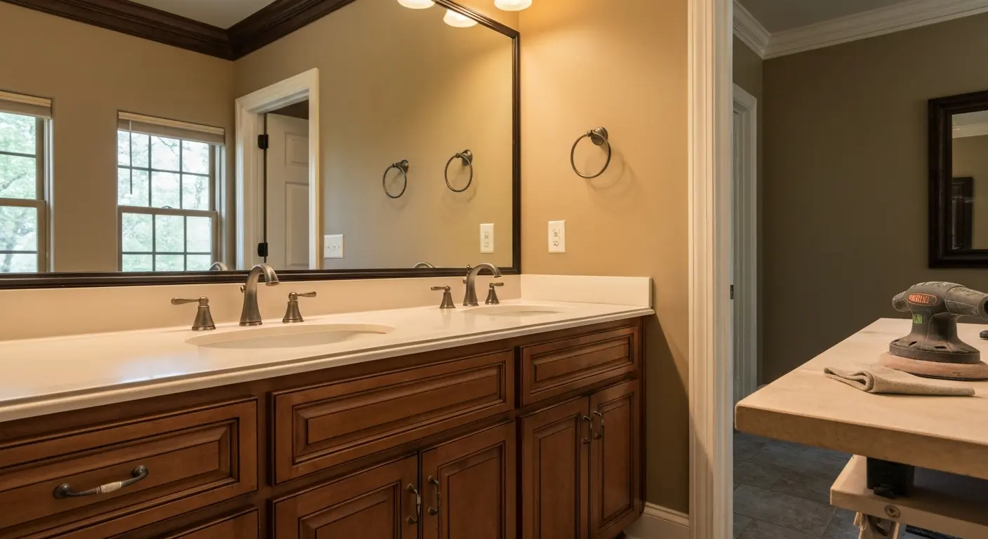 Bathroom vanity cabinet refinishing