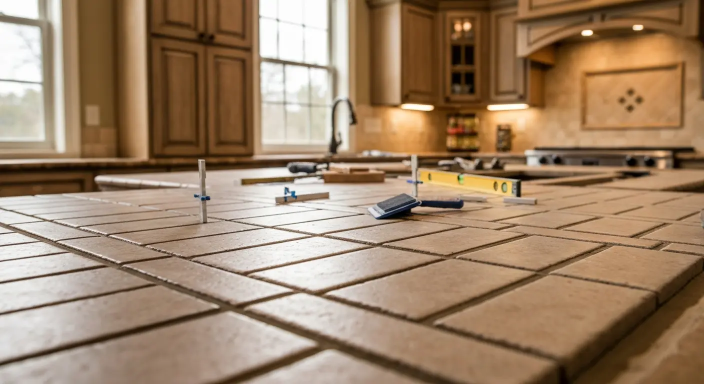 Tile countertop installation