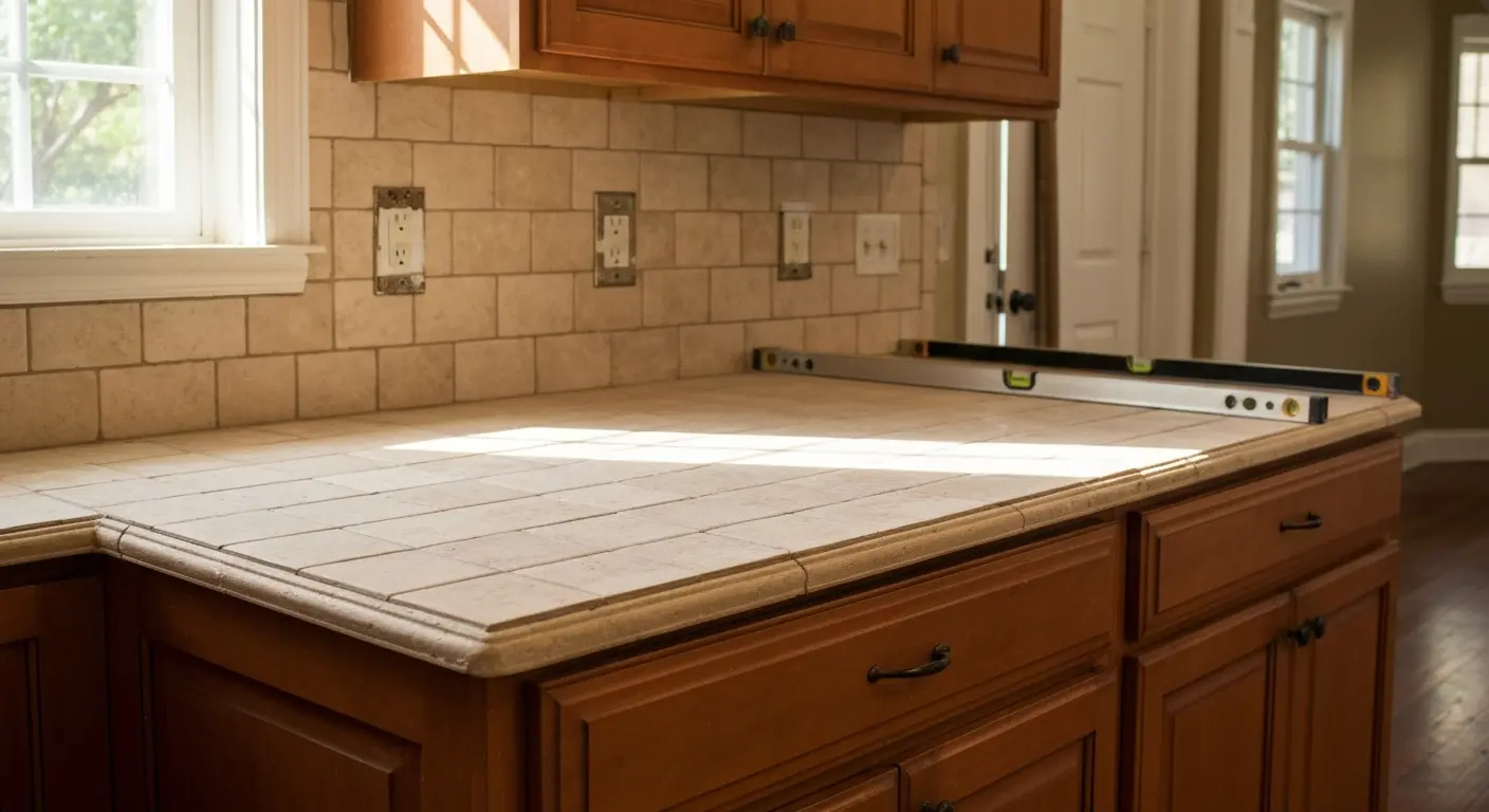 Kitchen countertop with backsplash