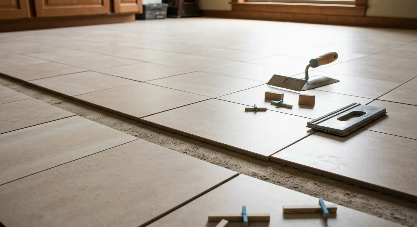 Ceramic tile flooring installation