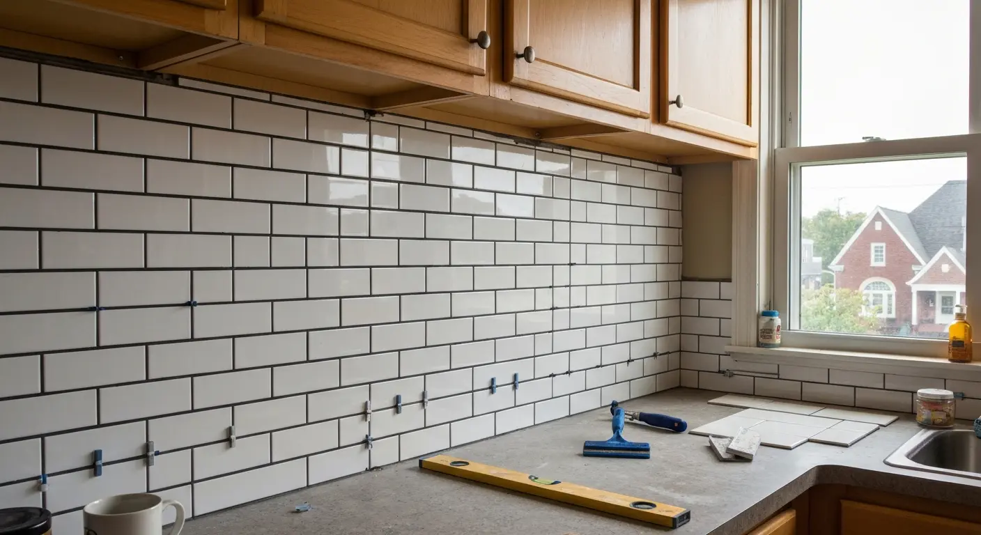 Tile backsplash installation