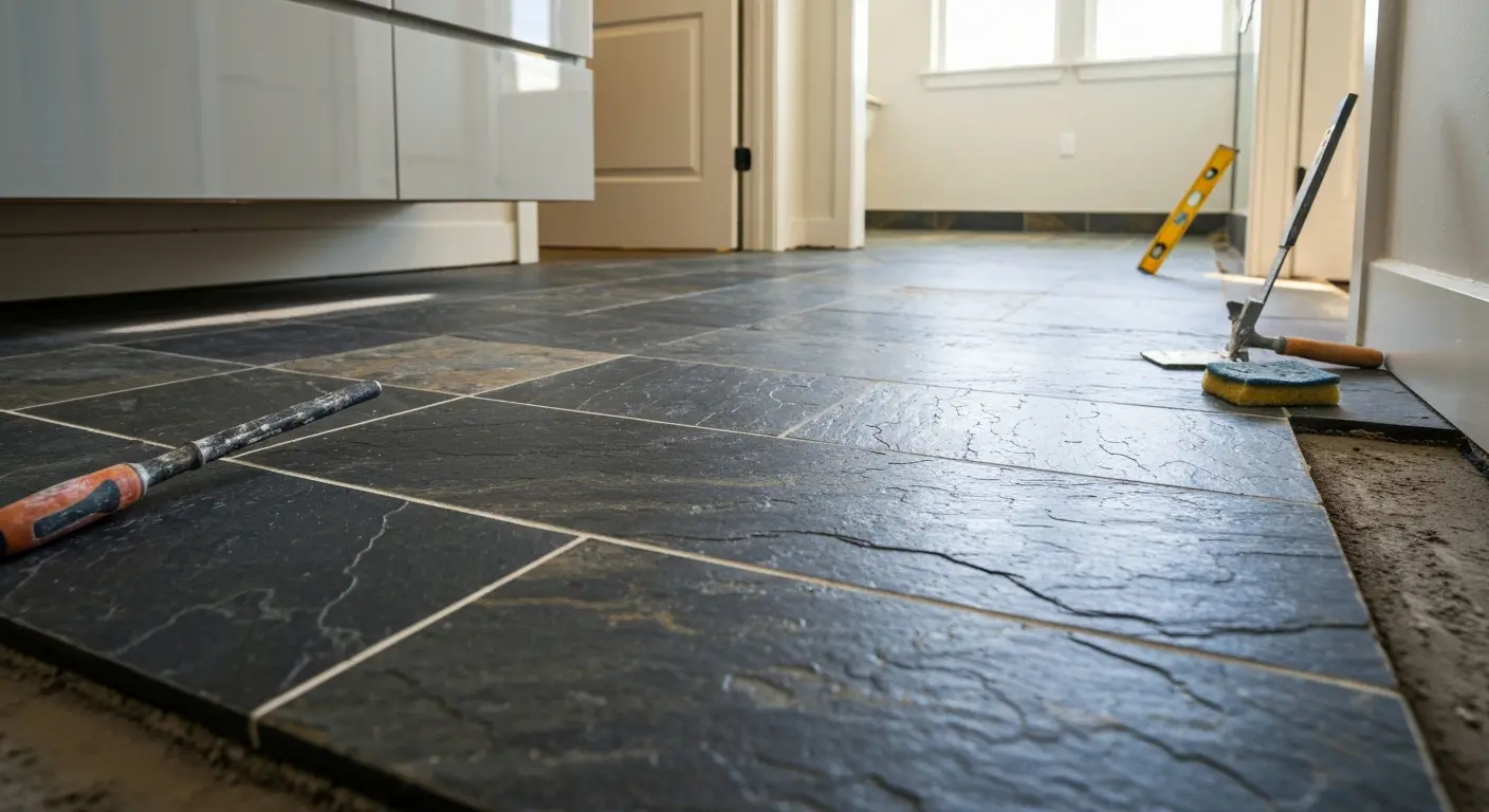 Natural stone bathroom flooring