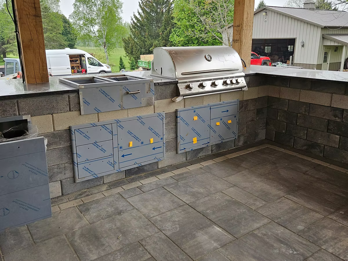 Stone Built-in Grill Island