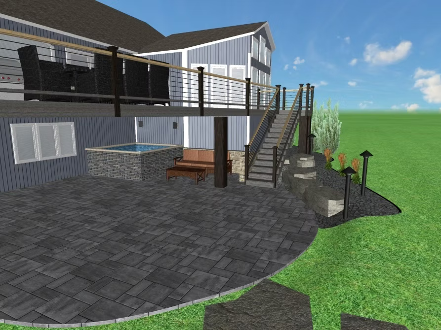 3D Render: Waterfront Deck and Seating