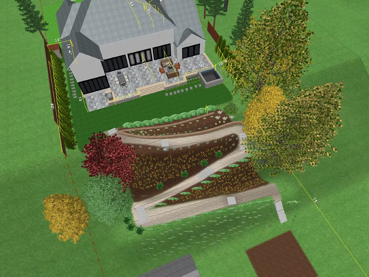 3D Render: Patio and Firepit Lounge