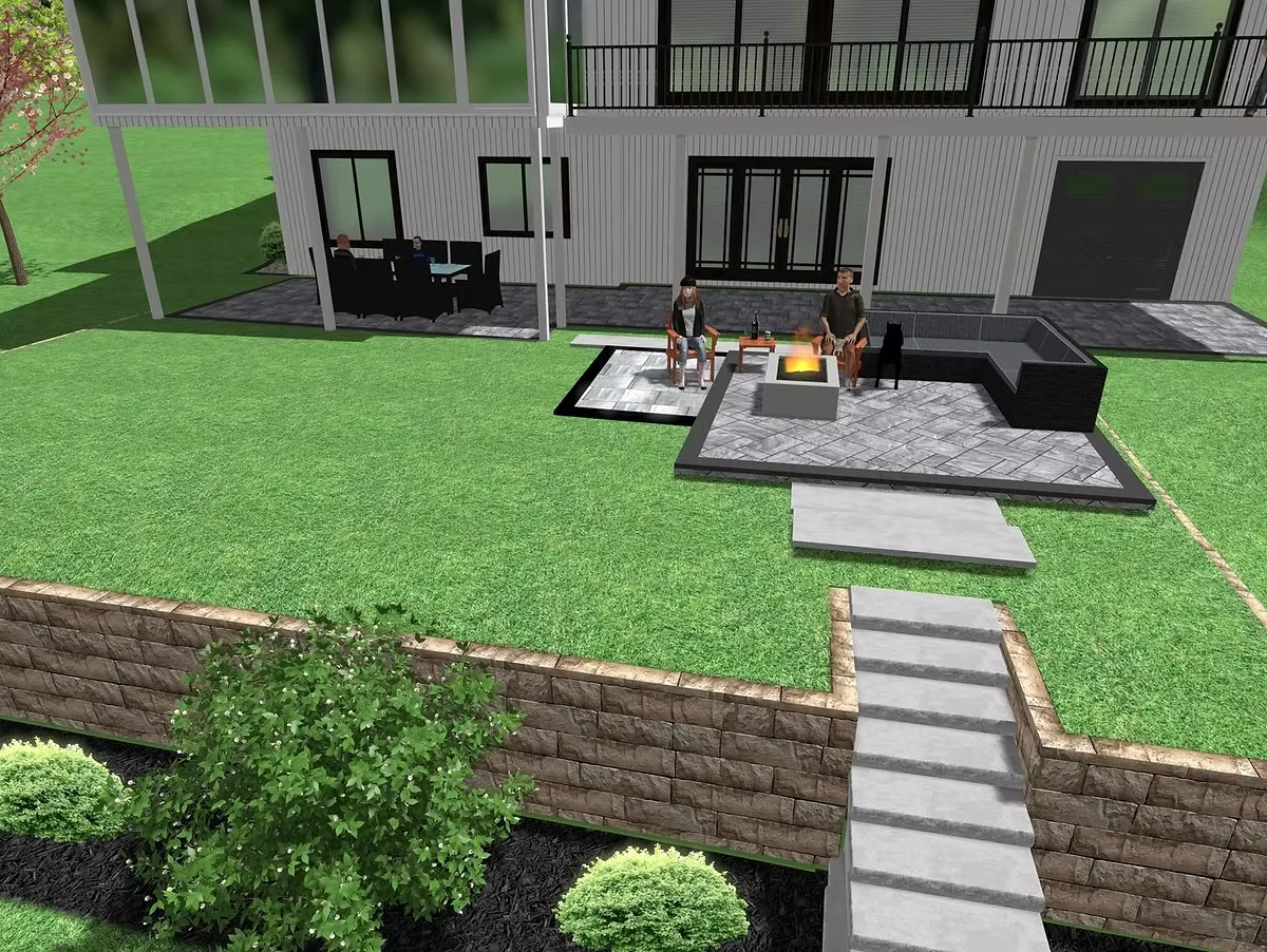 3D Render: Top Down Patio Layout with Bear Motif