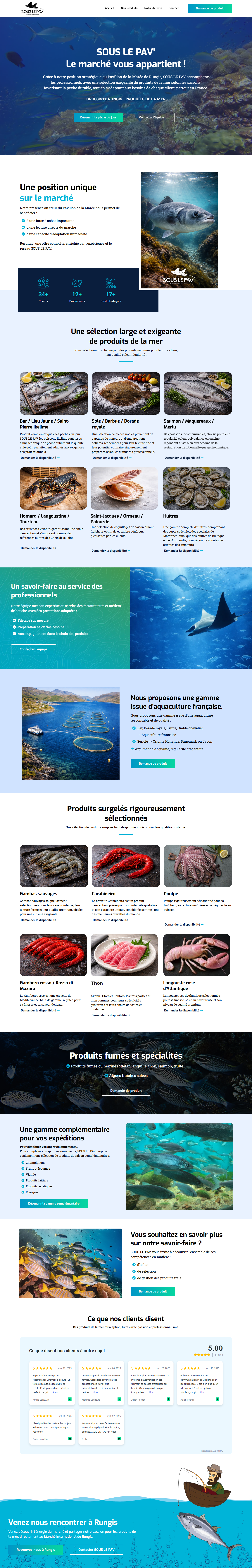 Site officiel de Sous le Pav : Grossiste spécialisé dans les produits de la mer frais et surgelés, proposant une large gamme de poissons, crustacés et coquillages de qualité pour les professionnels.