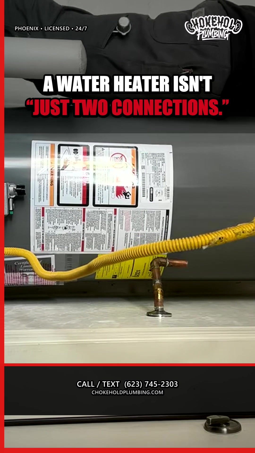 Code-correct water-heater connections by Chokehold Plumbing