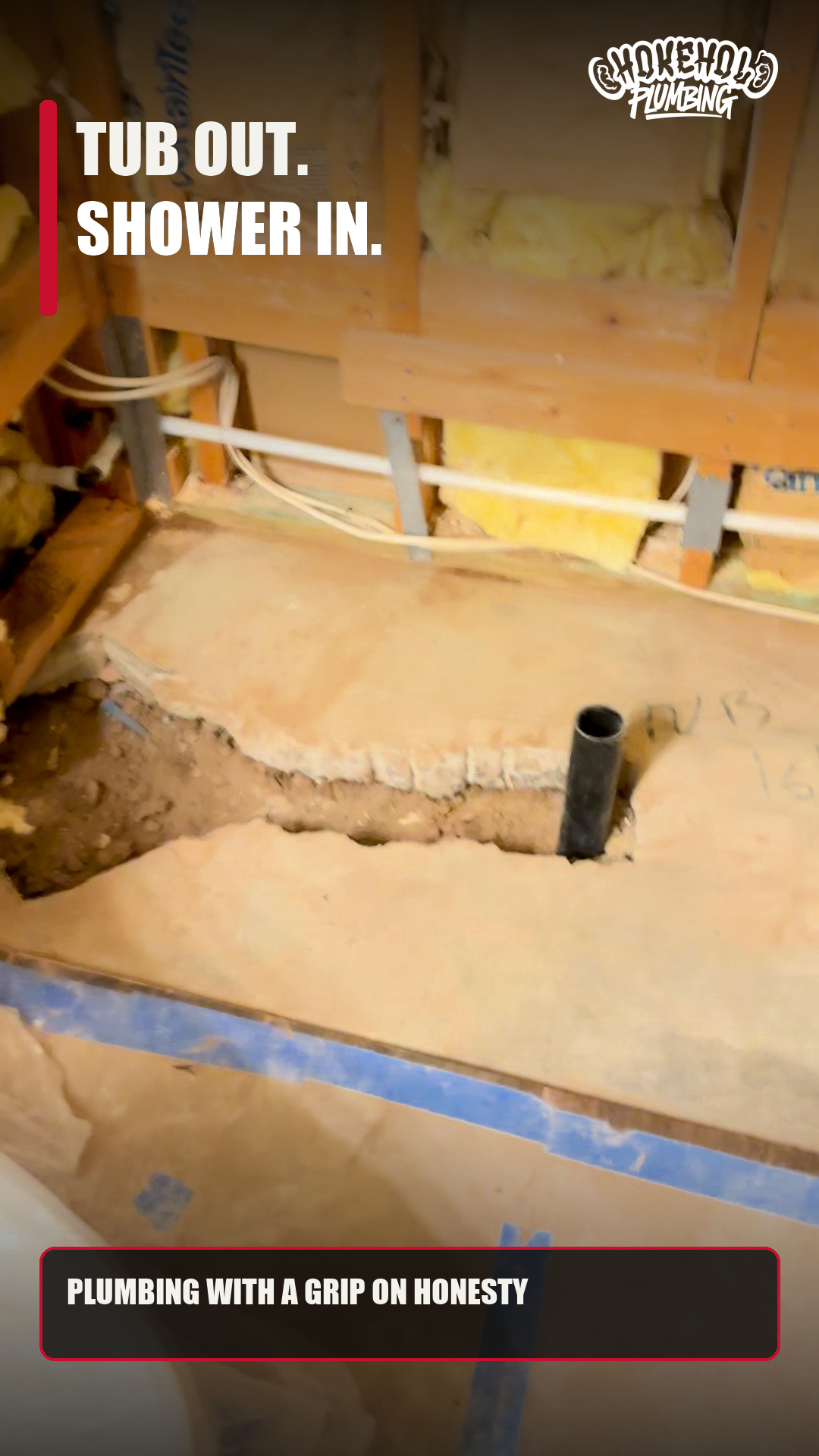 Tub-to-shower plumbing rebuild by Chokehold Plumbing