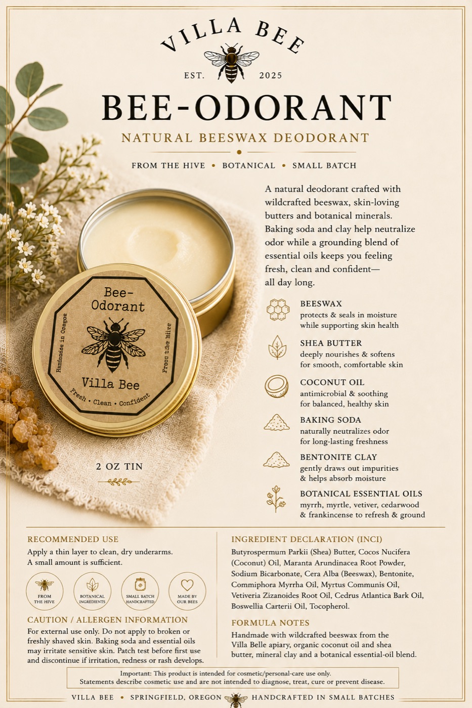 Villa Bee Bee-Odorant product sheet