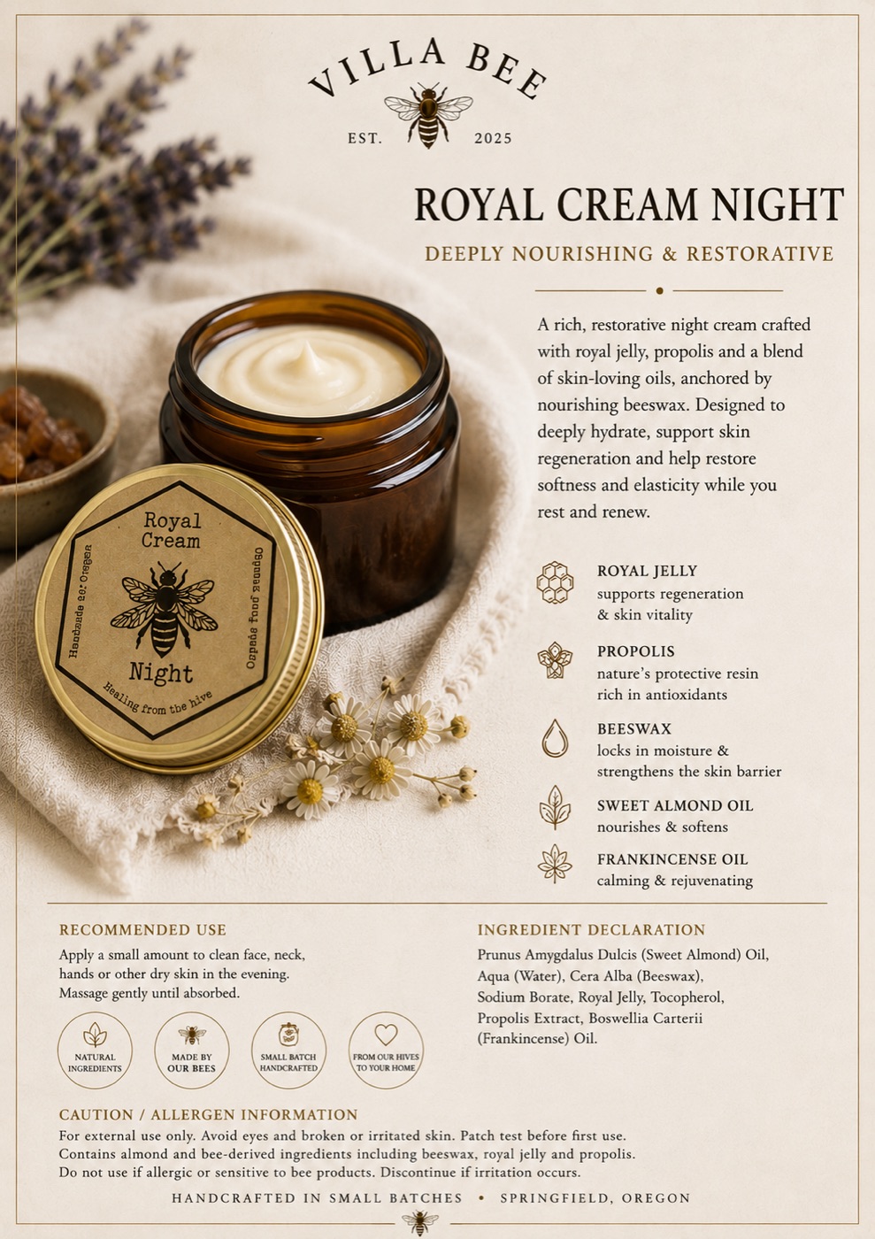 Villa Bee Royal Cream: Night product sheet